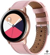 Leer Smartwatch bandje - Geschikt voor  Samsung Galaxy Watch Active / Active2 bandje leer - roze - Strap-it Horlogeband / Polsband / Armband