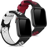 kwmobile 2x armband voor Huami Amazfit GTS / GTS 2 / GTS 2e / GTS 3 - Bandjes voor fitnesstracker in zwart / wit / zwart / rood