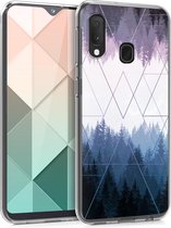 kwmobile telefoonhoesje voor Samsung Galaxy A20e - Hoesje voor smartphone in blauw / donkerblauw / paars - Bos Driehoeken design