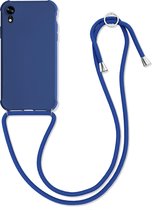kwmobile telefoonhoesjegeschikt voor Apple iPhone XR - Hoesje van siliconen met telefoonkoord - In donkerblauw