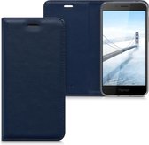 kwmobile hoesje voor Honor 6A / 6A Pro - Flip cover van imitatieleer - Smartphone beschermhoes in donkerblauw