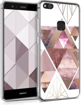 kwmobile telefoonhoesje voor Huawei P10 Lite - Hoesje voor smartphone in poederroze / roségoud / wit - Glory Driekhoeken design