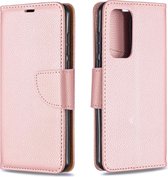 Voor Huawei P40 Litchi Texture Pure Color Horizontal Flip PU Leather Case met houder & kaartsleuven & Wallet & Lanyard (Rose Gold)