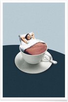 JUNIQE - Poster Morning Rituals -20x30 /Blauw & Wit