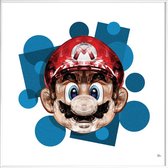 JUNIQE - Poster met kunststof lijst Super Plombier -30x30 /Blauw &