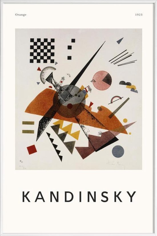 JUNIQE - Poster in kunststof lijst Kandinsky - Orange -40x60 /Ivoor &