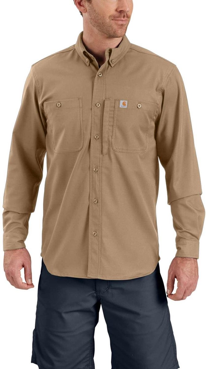 Carhartt Herren Shirt Rugged Prof Workshirt L/ Dark Bruin