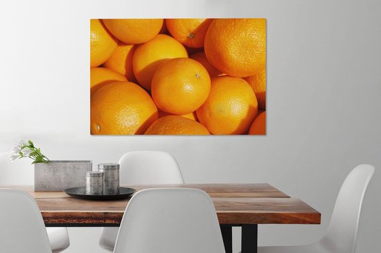 Oranges fraîches récoltées dans une toile d'Espagne baignée de soleil 60x40 cm - Tirage photo sur toile (Décoration murale salon / chambre)