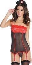 Nurse Top With G-String - Black/Red