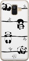 Samsung Galaxy A6 2018 siliconen hoesje - Panda - Soft Case Telefoonhoesje - Zwart - Print