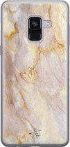 Hoesje geschikt voor Samsung Galaxy A8 (2018) - Stay Golden Marble - Soft Case - TPU - Marmer - Goud - ELLECHIQ