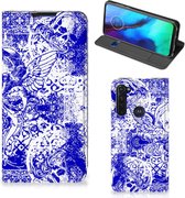 Coque Smartphone Motorola Moto G Pro Book Style Coque Angel Crâne Blue
