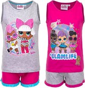LOL Surprise pyjama / shortama - set van 2 sets -  roze+grijs - maat 110 (5 jaar)