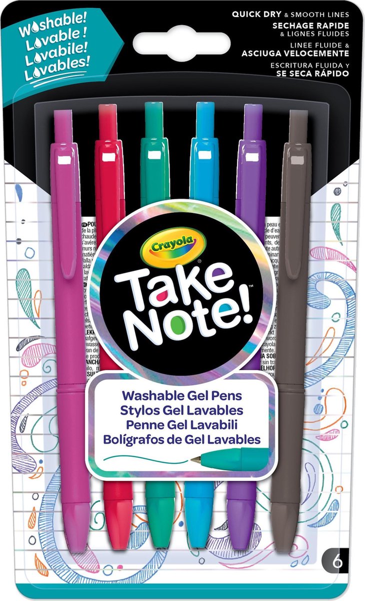Crayola Take Note! Afwasbare Gelpennen 6st.