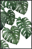 JUNIQE - Poster in kunststof lijst Monstera plant -60x90 /Groen & Wit