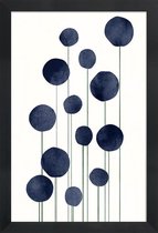 JUNIQE - Poster met houten lijst Waterflowers -13x18 /Blauw & Wit