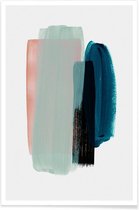 JUNIQE - Poster Roze en teal - abstract -13x18 /Groen & Turkoois