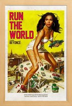 JUNIQE - Poster in houten lijst Run the World -20x30 /Geel