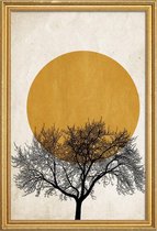 JUNIQE - Poster met houten lijst Wintermorgen -60x90 /Geel