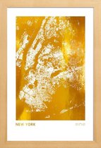 JUNIQE - Poster met houten lijst New York gouden -13x18 /Goud & Wit