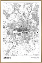 JUNIQE - Poster met kunststof lijst London kaart -30x45 /Wit & Zwart