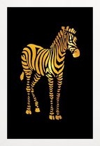 JUNIQE - Poster met houten lijst Zebra gouden -30x45 /Goud & Zwart