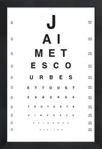 JUNIQE - Poster in houten lijst Eye Chart Je t'aime -40x60 /Wit &