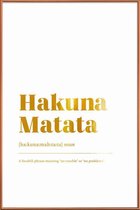 JUNIQE - Poster met kunststof lijst Hakuna Matata gouden -13x18 /Goud