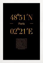 JUNIQE - Poster met houten lijst Paris gouden -13x18 /Goud & Zwart
