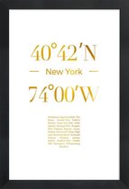 JUNIQE - Poster met houten lijst New York gouden -30x45 /Goud & Wit