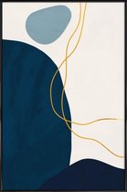 JUNIQE - Poster met kunststof lijst Mindfulness gouden -40x60 /Blauw &