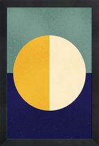 JUNIQE - Poster in houten lijst Light and Dark -30x45 /Blauw & Geel