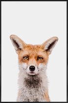 JUNIQE - Poster met kunststof lijst Fox -13x18 /Bruin & Wit