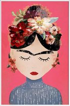 JUNIQE - Poster in kunststof lijst Frida Pink -30x45 /Roze