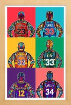 JUNIQE - Poster met houten lijst NBA-legendes pop art -13x18