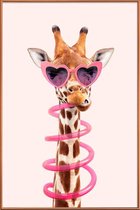 JUNIQE - Poster met kunststof lijst Thirsty Giraffe -30x45 /Bruin &