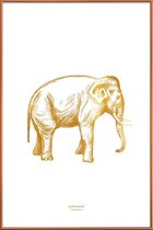JUNIQE - Poster met kunststof lijst Elephant gouden -20x30 /Goud & Wit