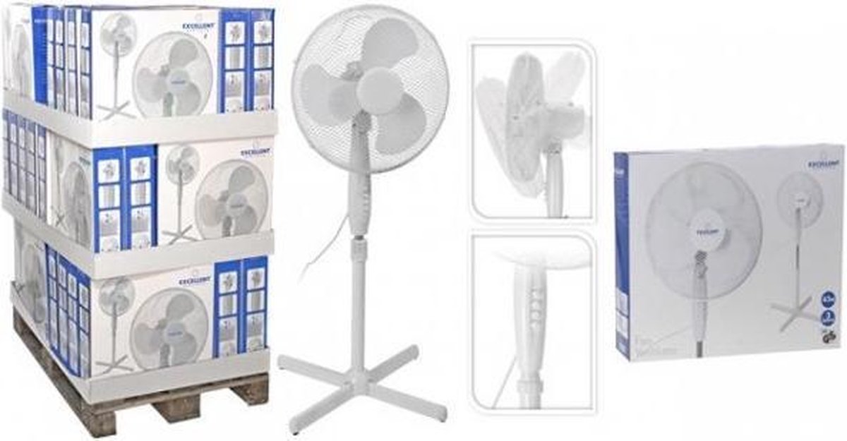 Excellent Electrics - Staande ventilator - Statiefventilator - 40cm Wit -  45W | bol.com