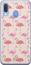 Samsung Galaxy A40 siliconen hoesje - Flamingo - Soft Case Telefoonhoesje - Roze - Print