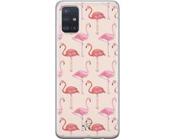 Hoesje geschikt voor Samsung Galaxy A71 - Flamingo - Soft Case - TPU - Print - Roze - Mooie Telefoonhoesjes