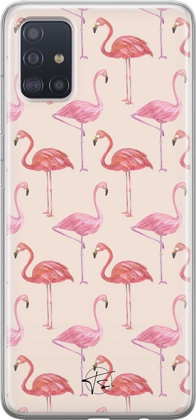 Hoesje geschikt voor Samsung Galaxy A71 - Flamingo - Soft Case - TPU - Print - Roze - Mooie Telefoonhoesjes