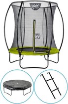 EXIT Toys - Trampoline Met Veiligheidsnet - Op Poten - Silhouette - Rond - ø183cm - Groen - Inclusief Ladder en Afdekhoes