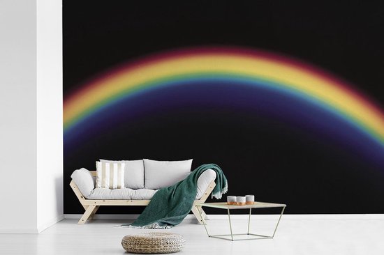 Papier peint photo Rainbow - fotobehang arc-en-ciel sur fond noir largeur 330 cm x hauteur 220 cm - Impression photo sur papier peint vinyle (disponible en 7 tailles) - chambre/salon/bureau
