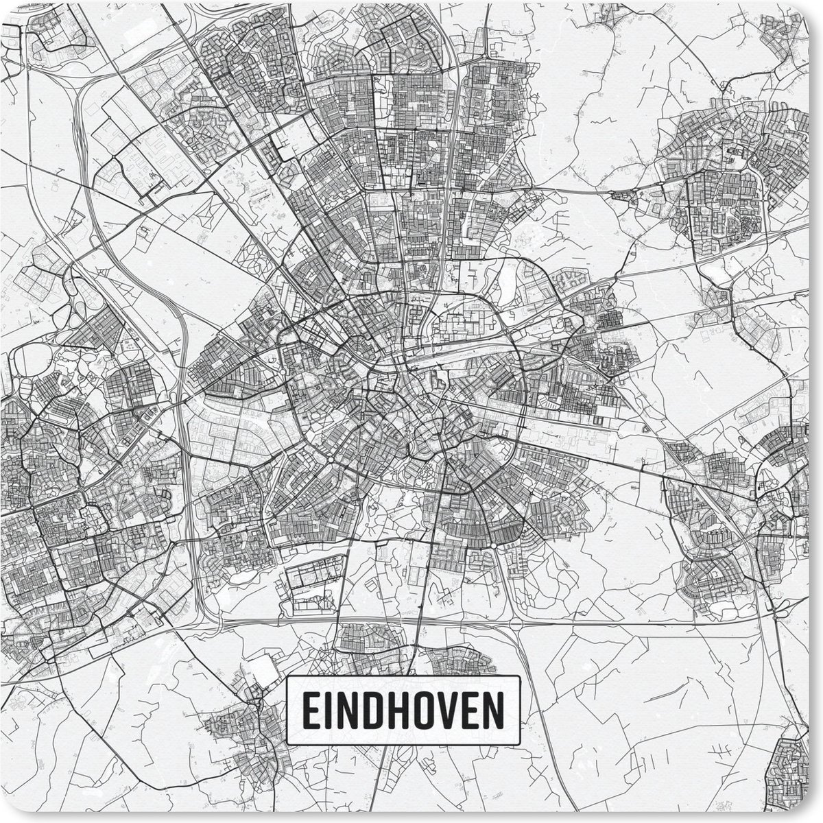 Muismat 20x20 cm - Mousepad Stadskaart Eindhoven - Muismatten