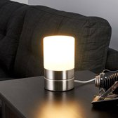 Lindby - LED tafellamp - 1licht - glas, metaal - H: 14.5 cm - E14 - albast-wit, gesatineerd nikkel - Inclusief lichtbron