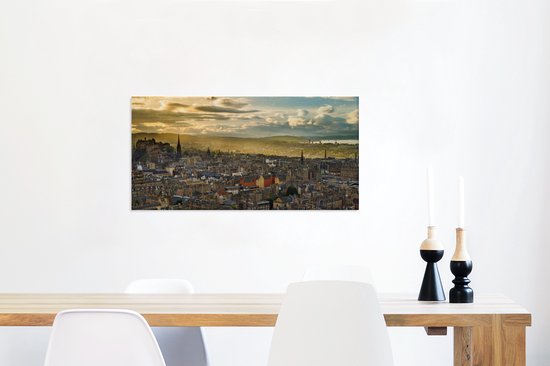 Canvas schilderij 80x40 cm - Wanddecoratie Centrum - Edinburgh - Oud - Muurdecoratie woonkamer - Slaapkamer decoratie - Kamer accessoires - Schilderijen op canvas