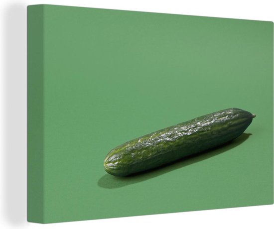 Un concombre représenté sur un fond vert Toile 30x20 cm - petit - Tirage photo sur toile (Décoration murale salon / chambre)