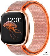 Nylon Smartwatch bandje - Geschikt voor  Fitbit Versa 3 nylon bandje - oranje - Strap-it Horlogeband / Polsband / Armband