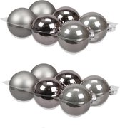 12x stuks kerstversiering kerstballen titanium grijs van glas - 8 cm - mat/glans - Kerstboomversiering