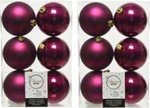 12x stuks kunststof kerstballen framboos roze (magnolia) 8 cm - Mat/glans - Onbreekbare plastic kerstballen